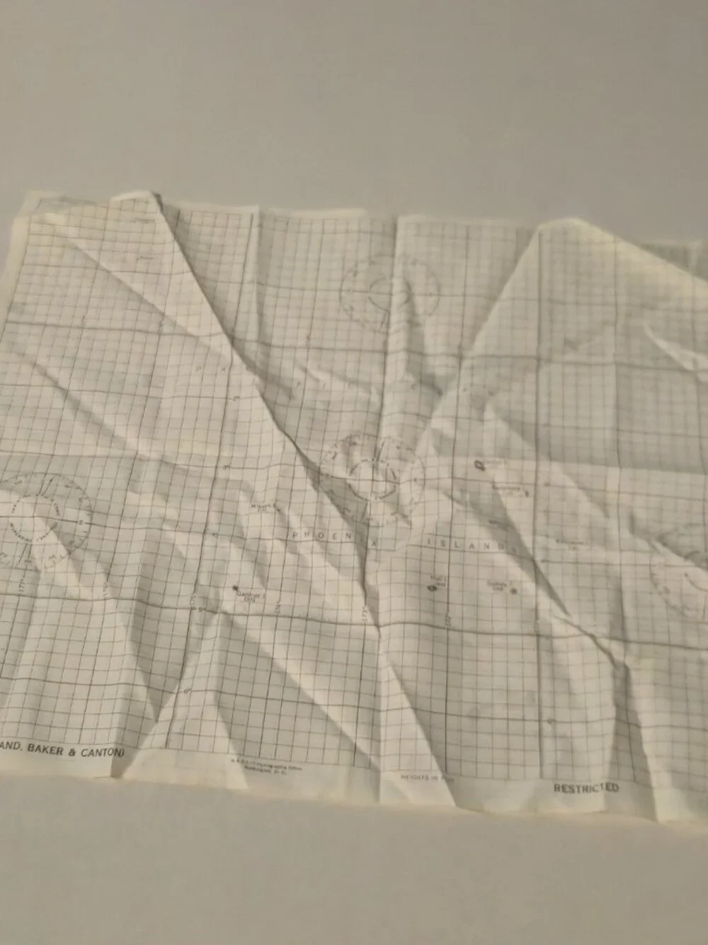 Original WWII US Navy NACI-HO Cloth Survival Chart Howland Island Samoa Map